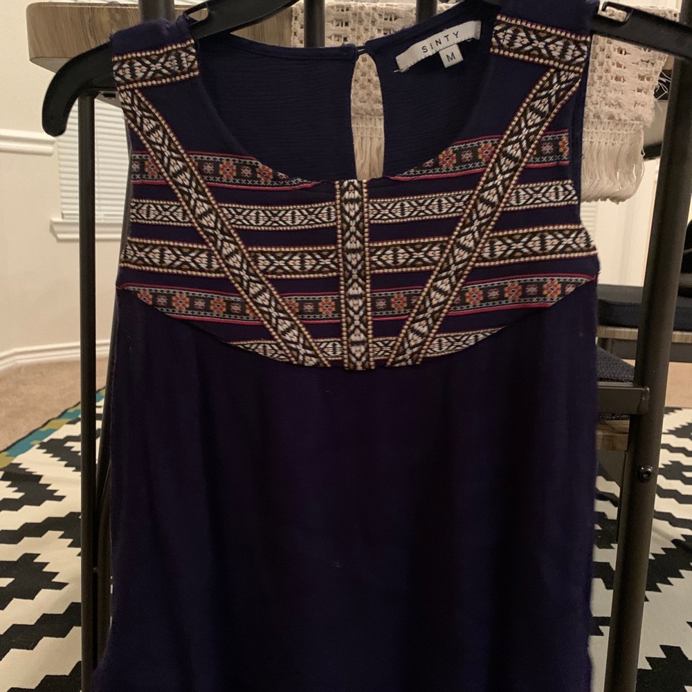 Tribal print sleeveless top